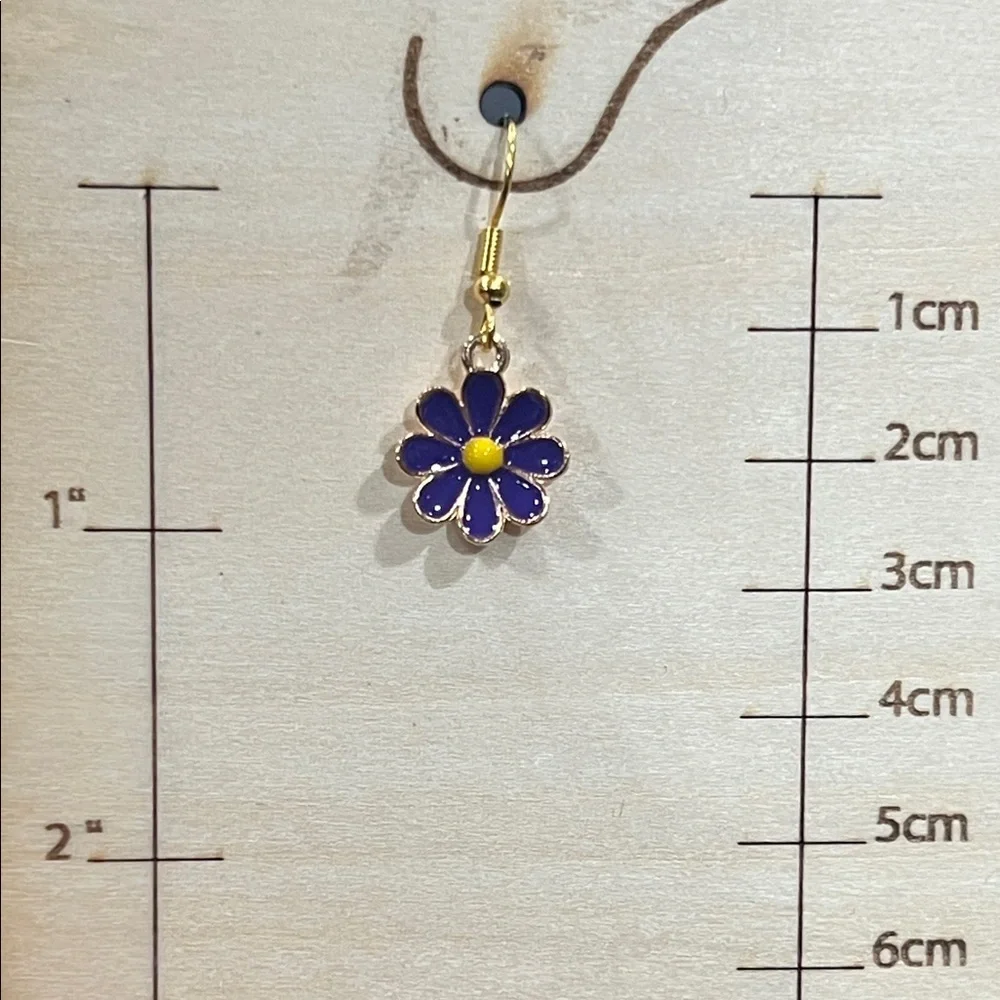 Elegant Floral Blue and Yellow Earrings